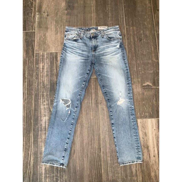 AG Adriano Goldschmied The Prima Crop Jeans Light Wash Distressed Size 28R - Picture 1 of 4